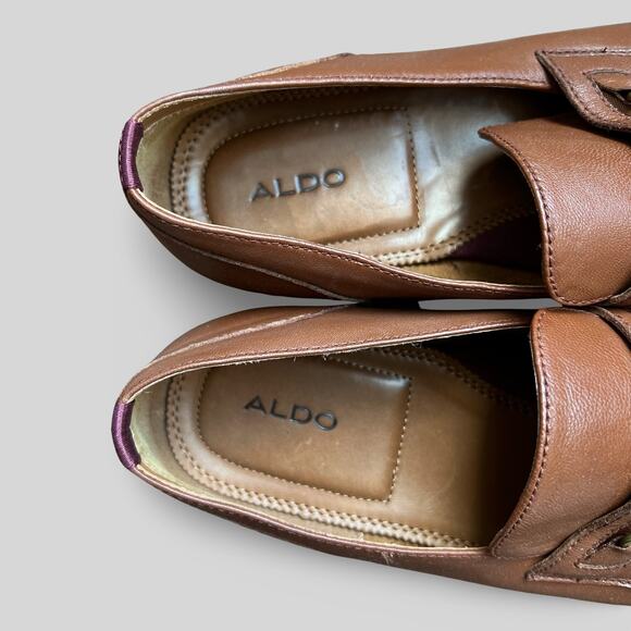 Aldo Murat Brown Leather Horsebit Loafers - Picture 4 of 8